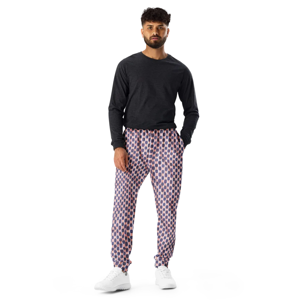 Indigo Blush Mosaic on Men's Joggers — Front