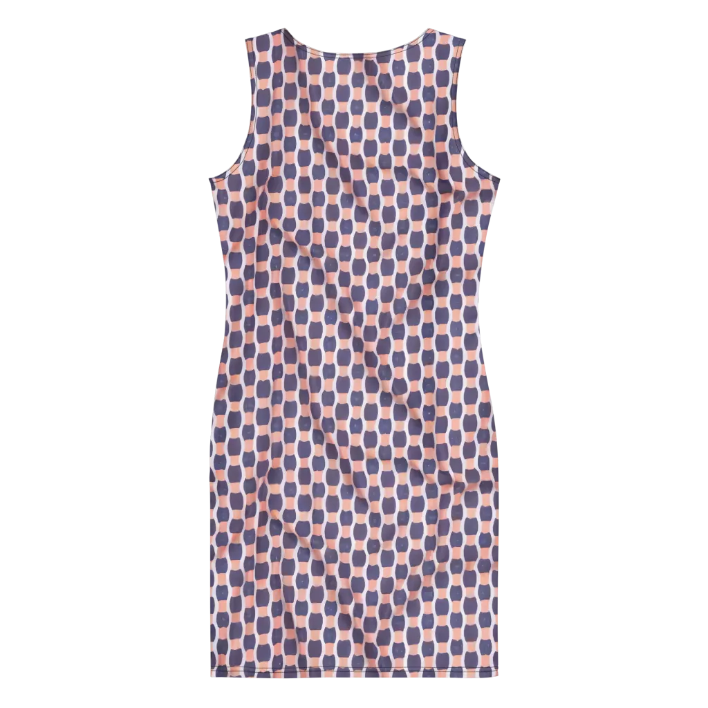 Indigo Blush Mosaic on Bodycon Dress — Back