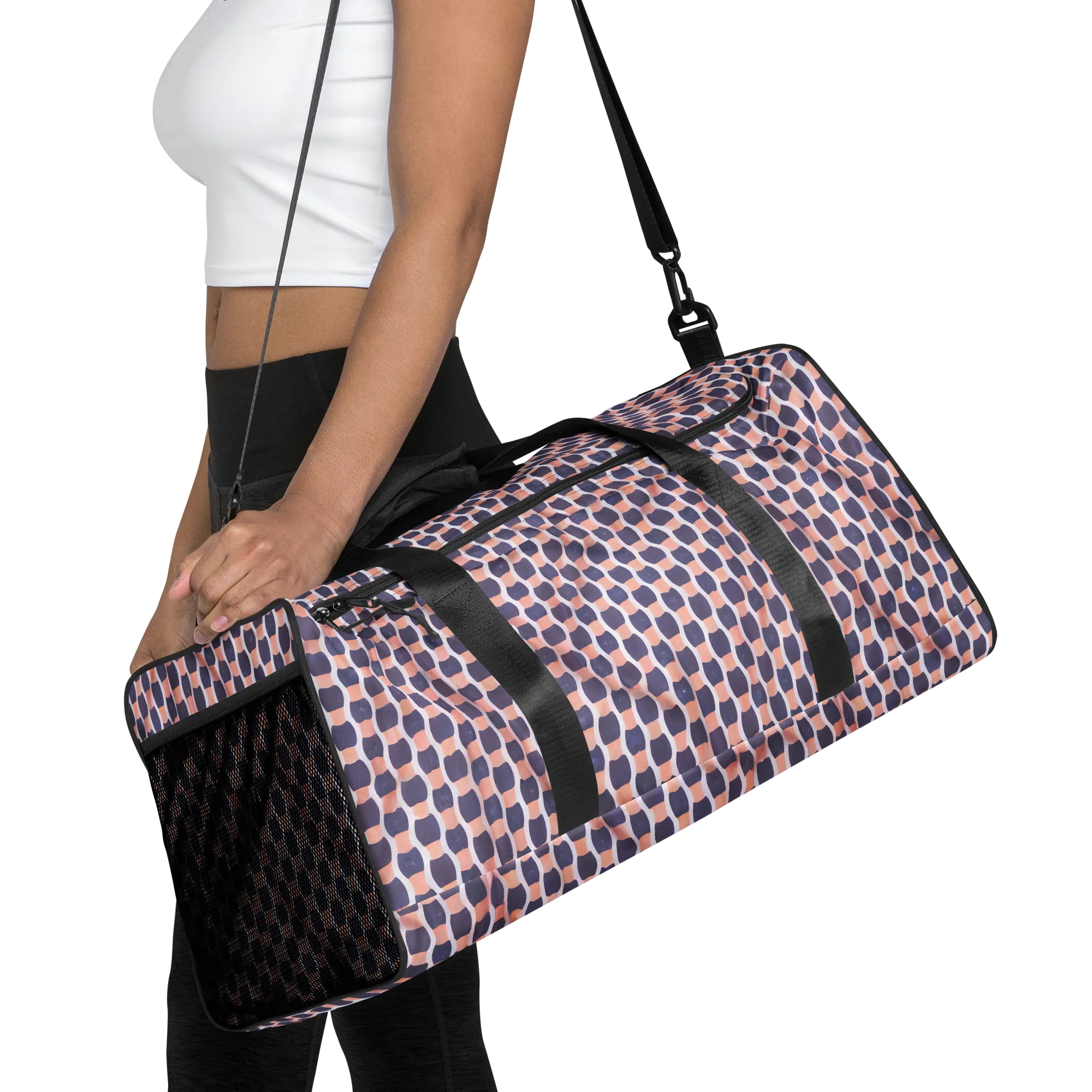 Indigo Blush Mosaic on Duffle Bag — Front