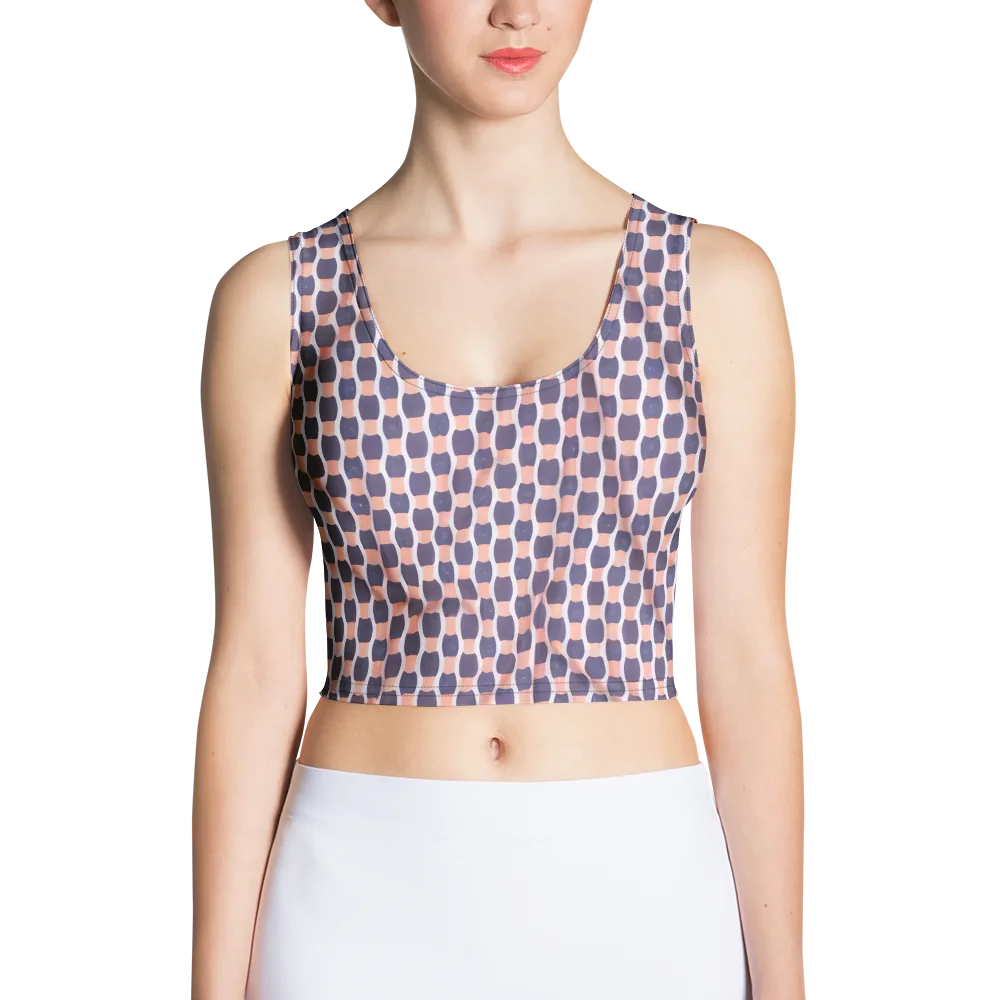 Indigo Blush Mosaic on Crop Top — Front