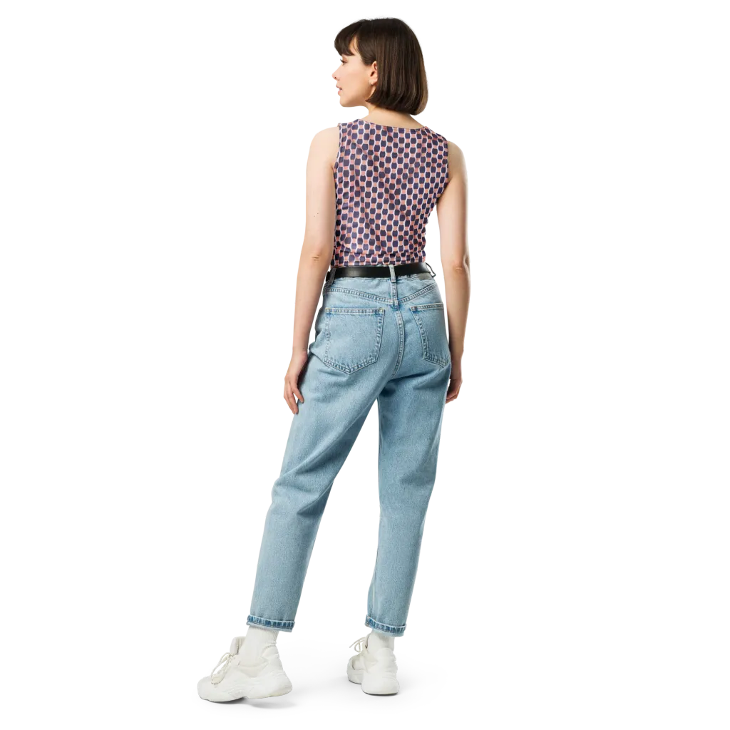 Indigo Blush Mosaic on Crop Top — Back