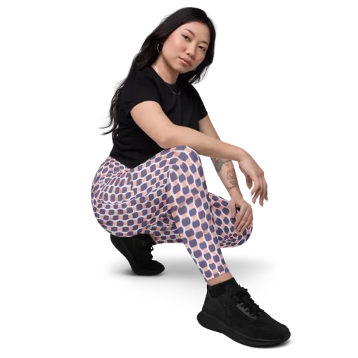 Indigo Blush Mosaic on a Leggings with Pockets