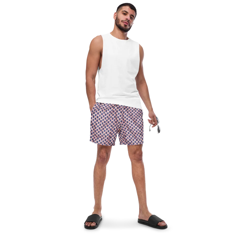 Indigo Blush Mosaic on Swim Trunks — Front