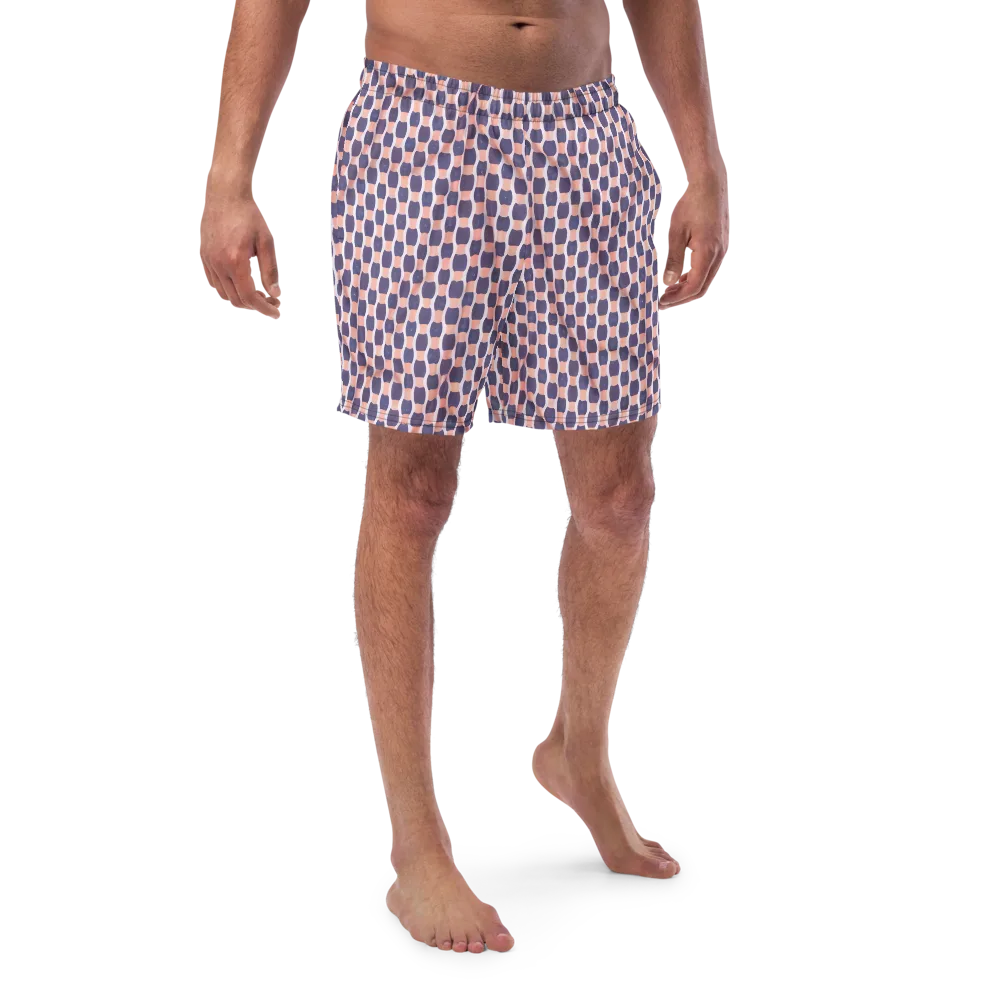 Indigo Blush Mosaic on Swim Trunks — Front