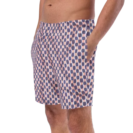 Indigo Blush Mosaic on a Swim Trunks