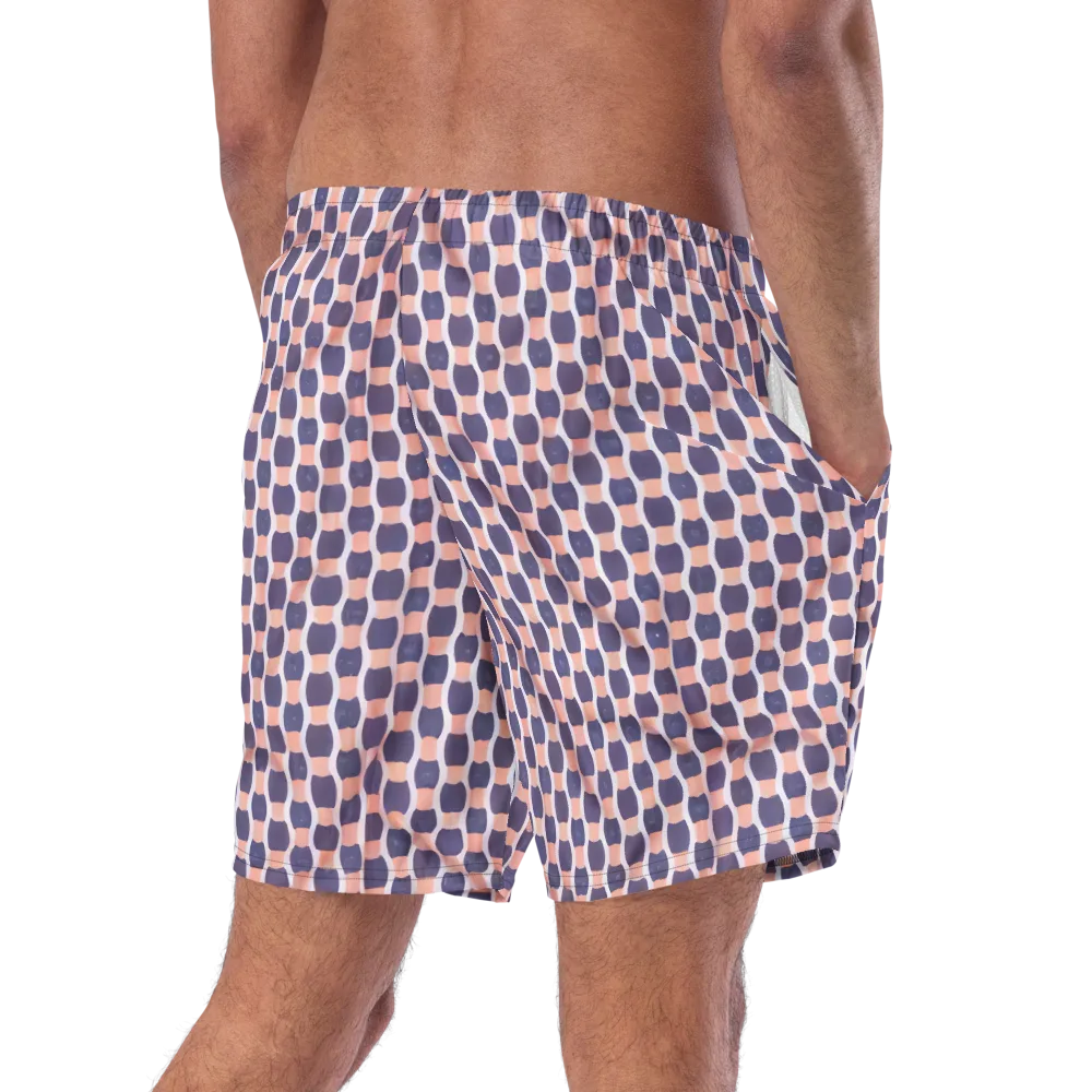 Indigo Blush Mosaic on Swim Trunks — Right Back