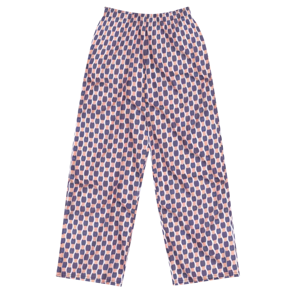 Indigo Blush Mosaic on Wide-Leg Pants — Front