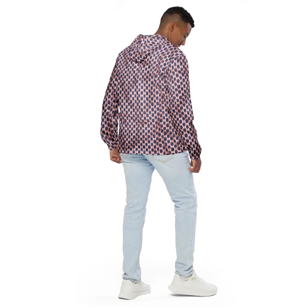 Indigo Blush Mosaic on Men's Windbreaker — Back