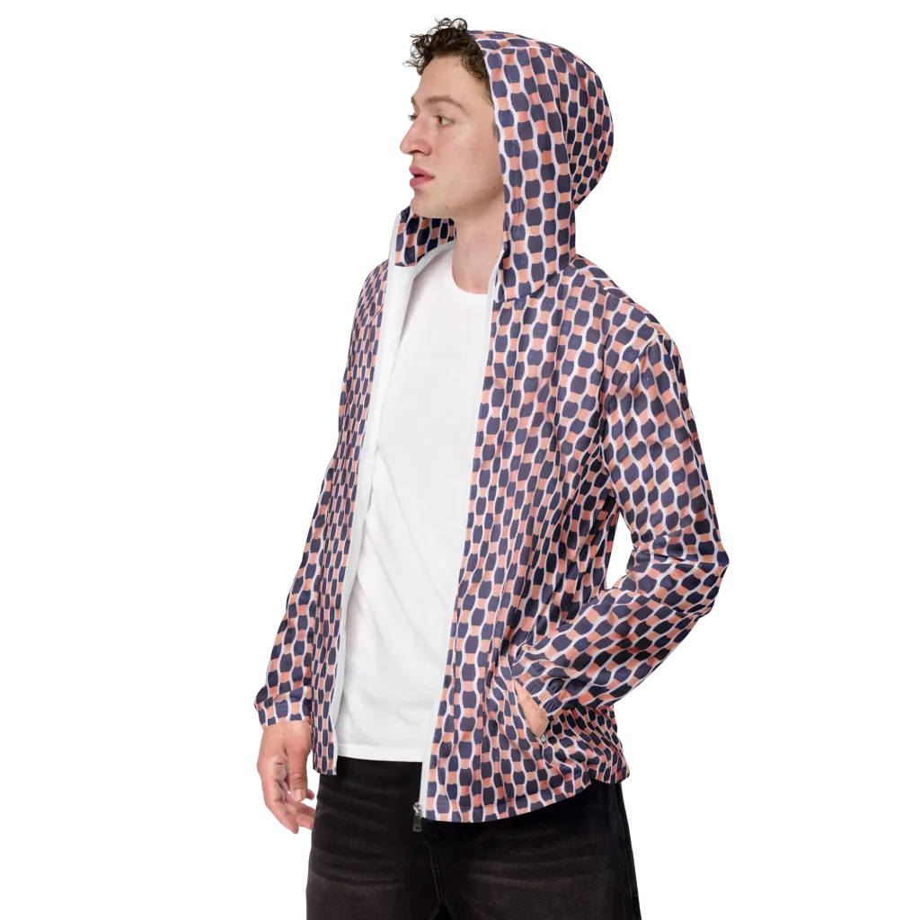 Indigo Blush Mosaic on Men's Windbreaker — Left Front