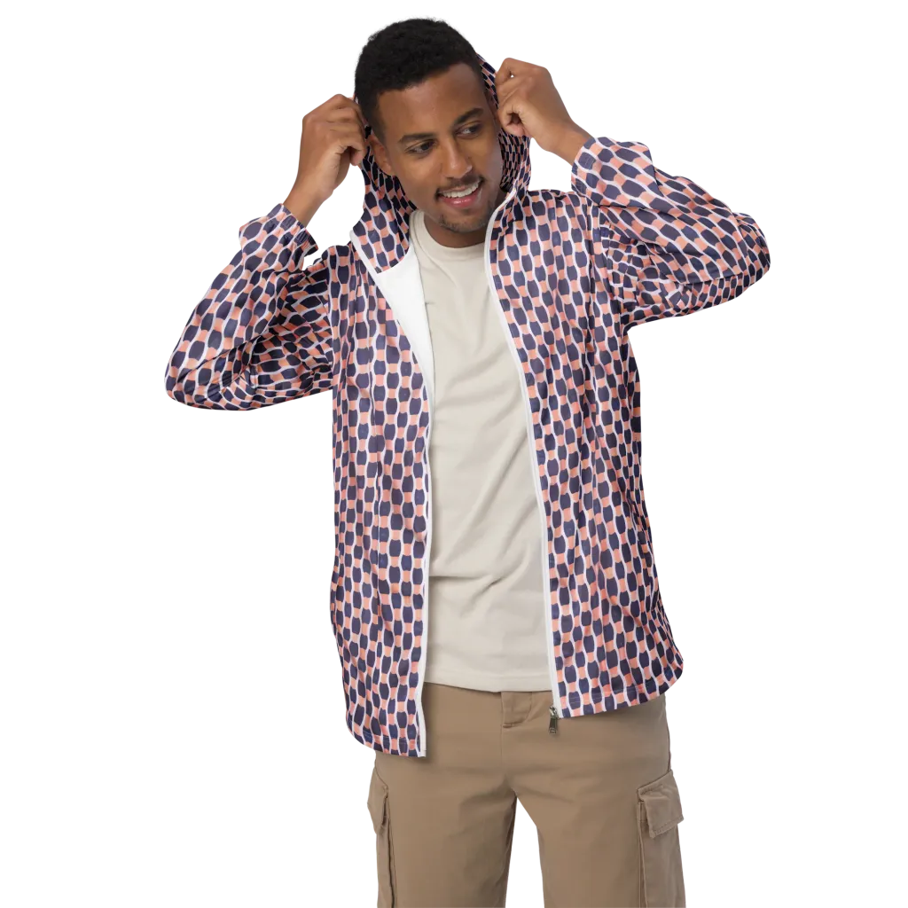 Indigo Blush Mosaic on Men's Windbreaker — Front