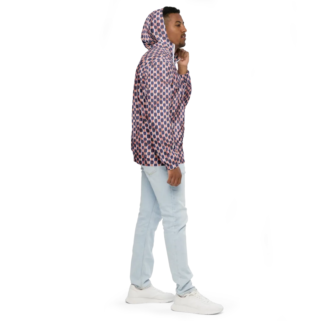 Indigo Blush Mosaic on Men's Windbreaker — Right