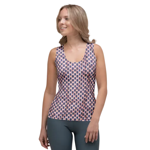 Indigo Blush Mosaic on a Women's Tank Top