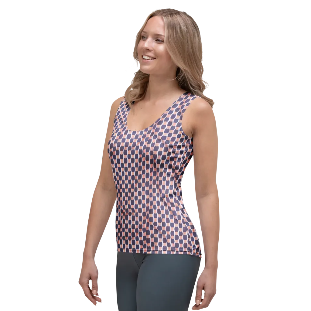 Indigo Blush Mosaic on Women's Tank Top — Left Front