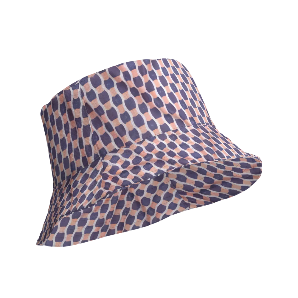 Indigo Blush Mosaic on Reversible Bucket Hat — Product details Outside