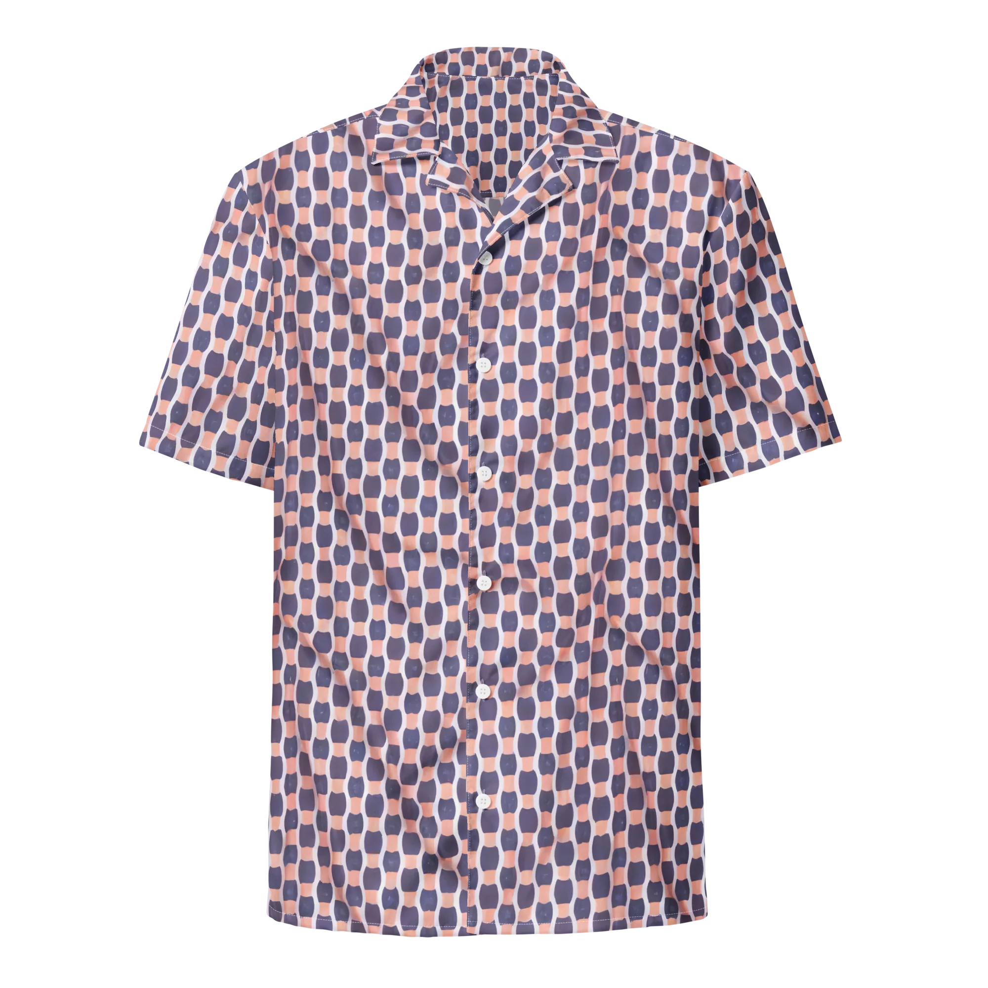 Indigo Blush Mosaic on Button Shirt — Front