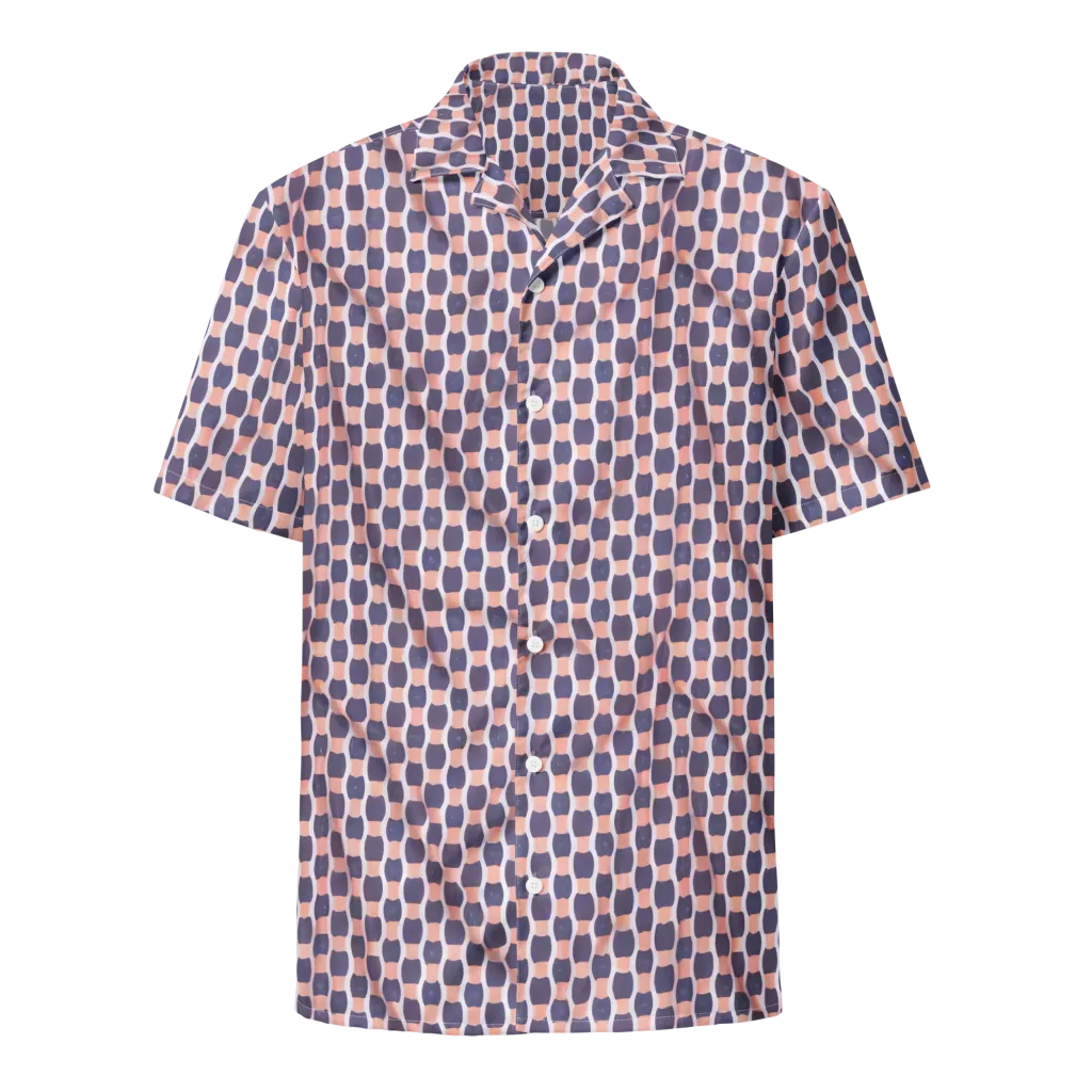 Indigo Blush Mosaic on Button Shirt — Front