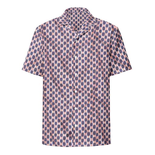 Indigo Blush Mosaic on a Button Shirt