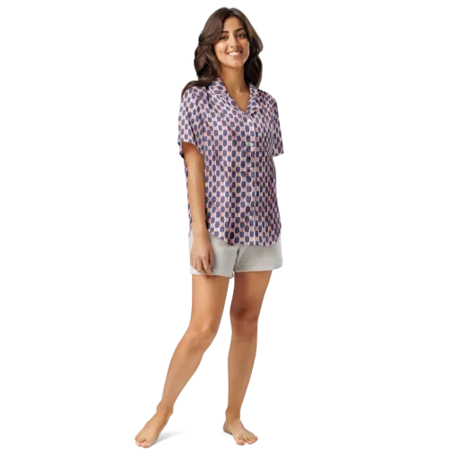 Indigo Blush Mosaic on a Women's Short Sleeve Pajama Top
