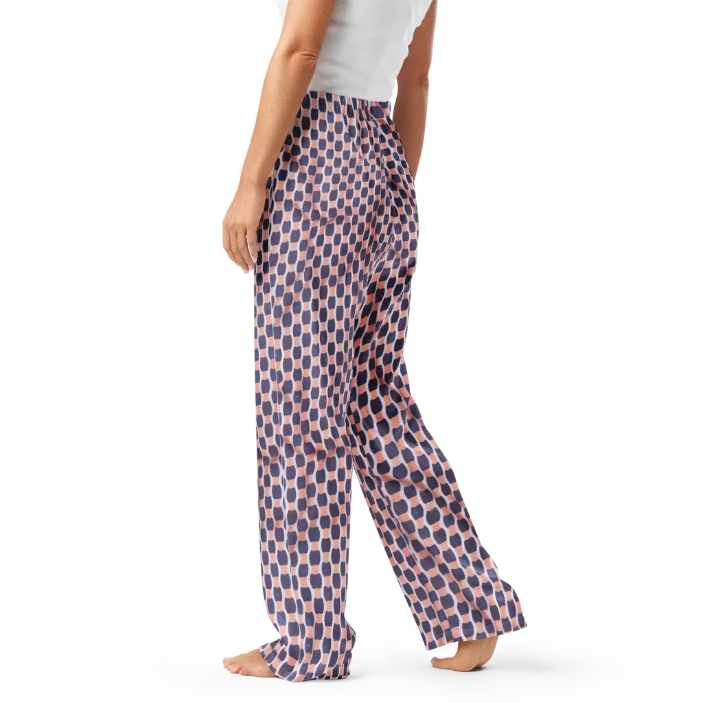 Indigo Blush Mosaic on Women's Pajama Pants — Left