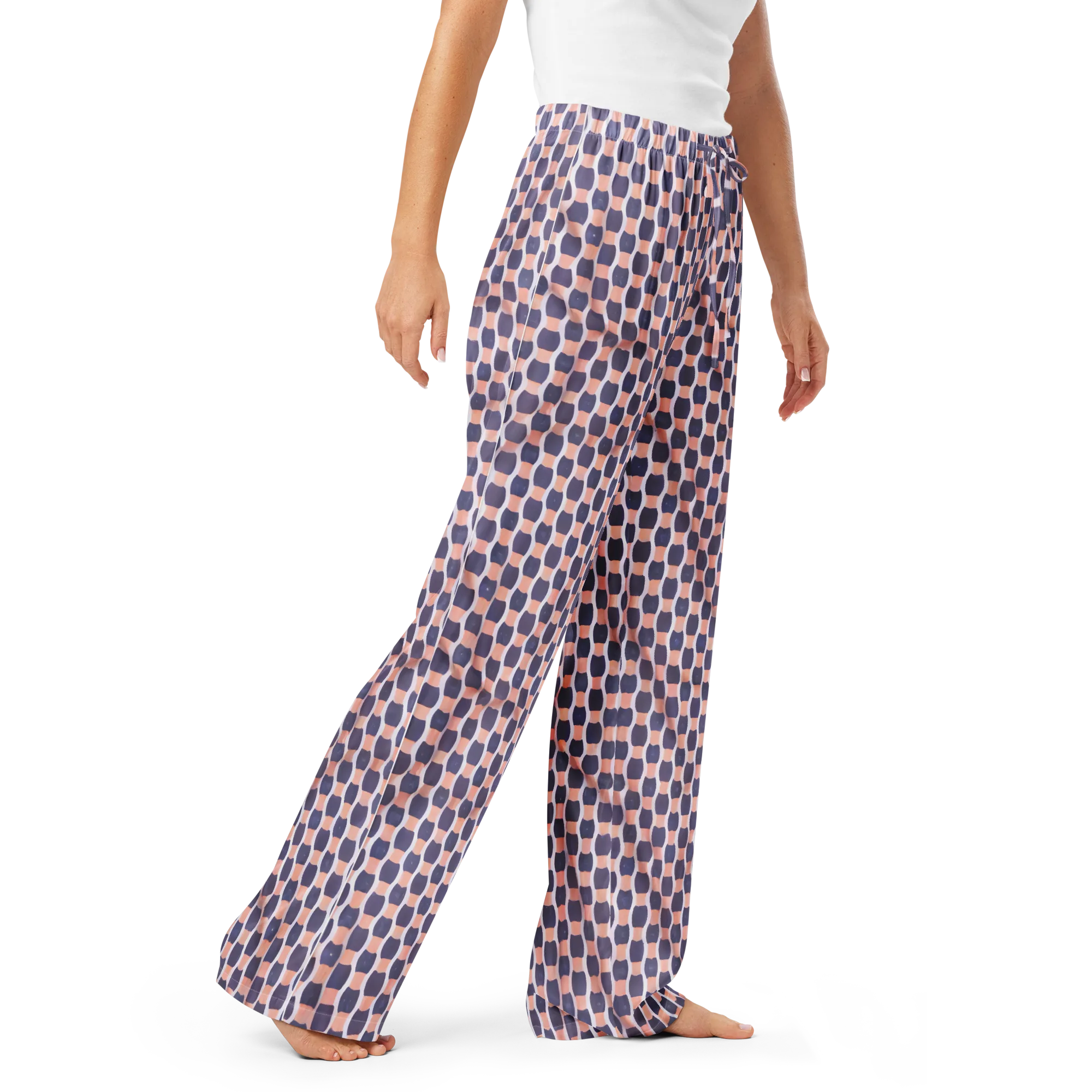 Indigo Blush Mosaic on Women's Pajama Pants — Right Front