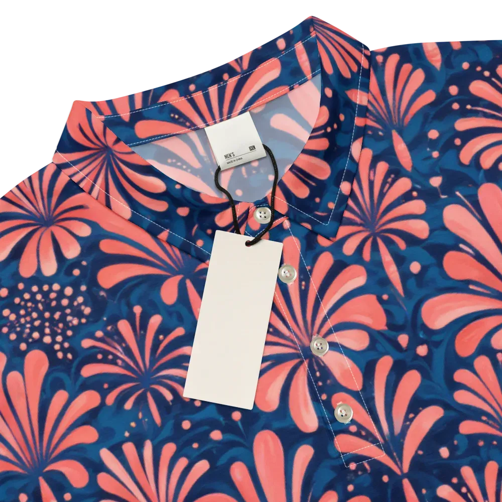 Coral Bloom Cascade on Men's Slim Fit Polo Shirt — Product details