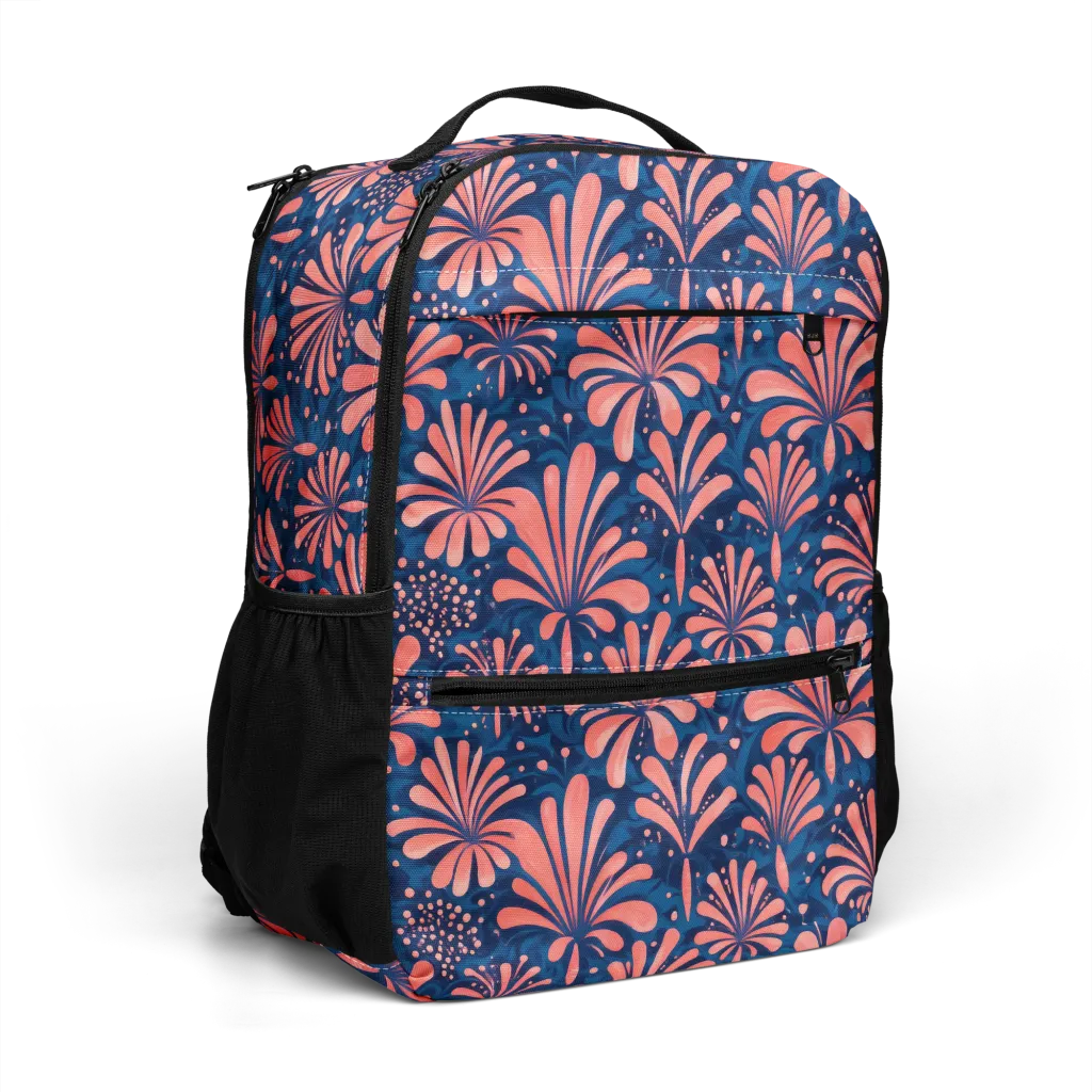 Coral Bloom Cascade on Utility Backpack — Right Front