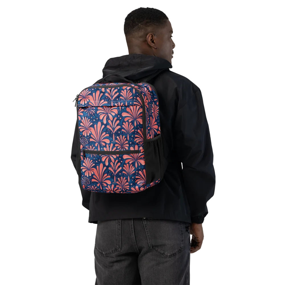 Coral Bloom Cascade on Utility Backpack — Back