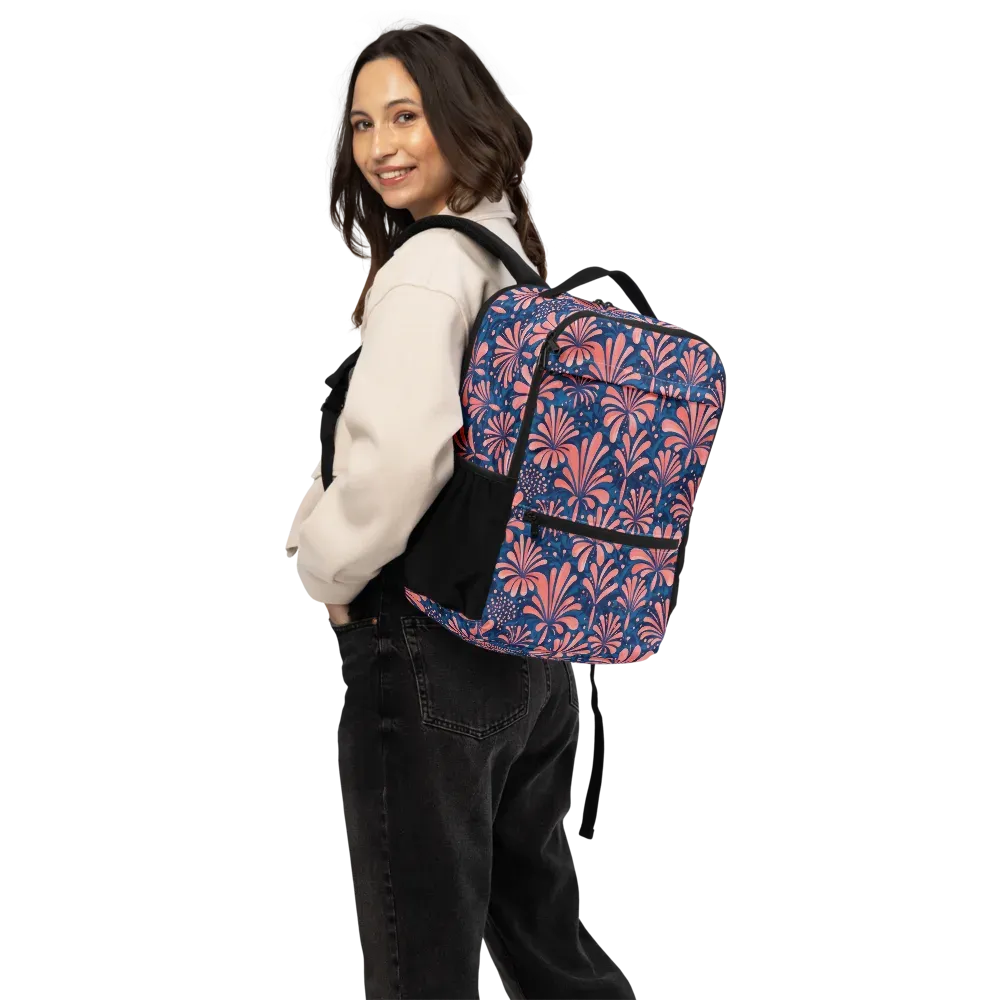 Coral Bloom Cascade on Utility Backpack — Back