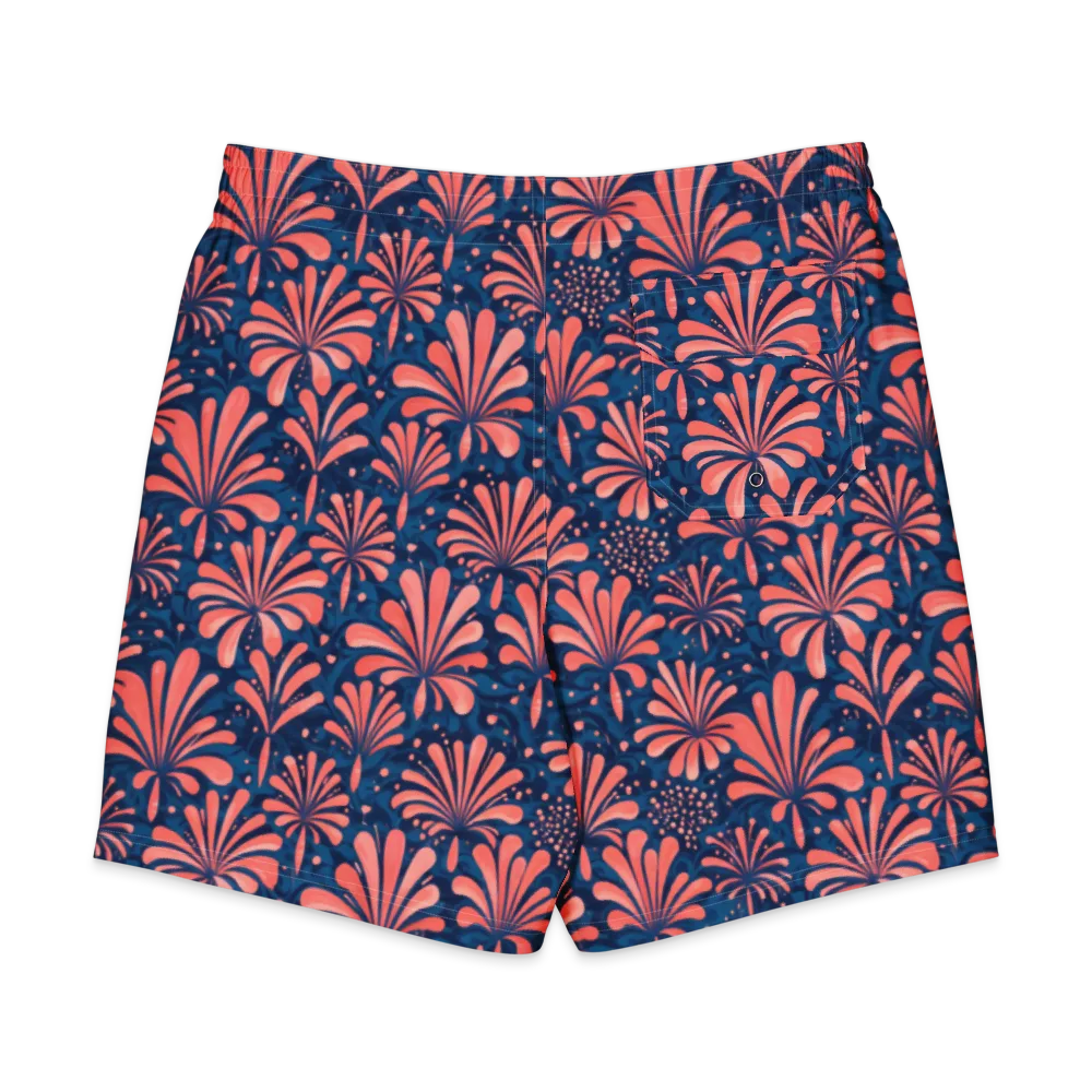 Coral Bloom Cascade on Men's Board Shorts — Back