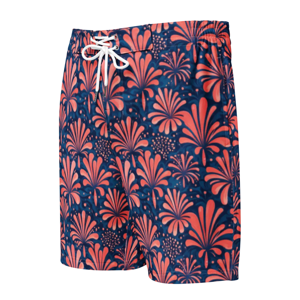 Coral Bloom Cascade on Men's Board Shorts — Front