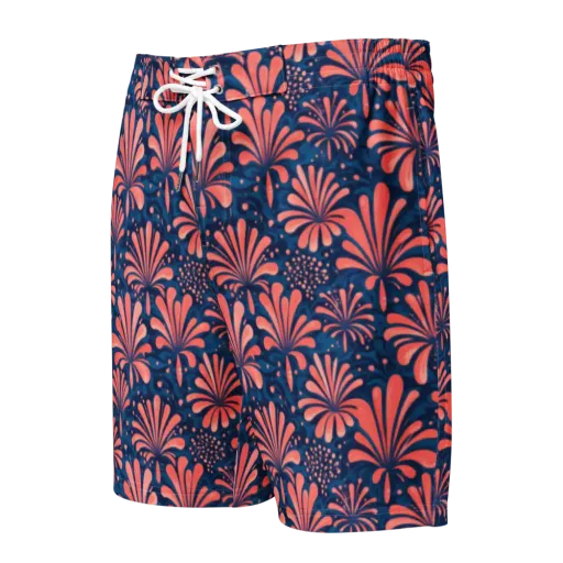 Coral Bloom Cascade on a Men's Board Shorts