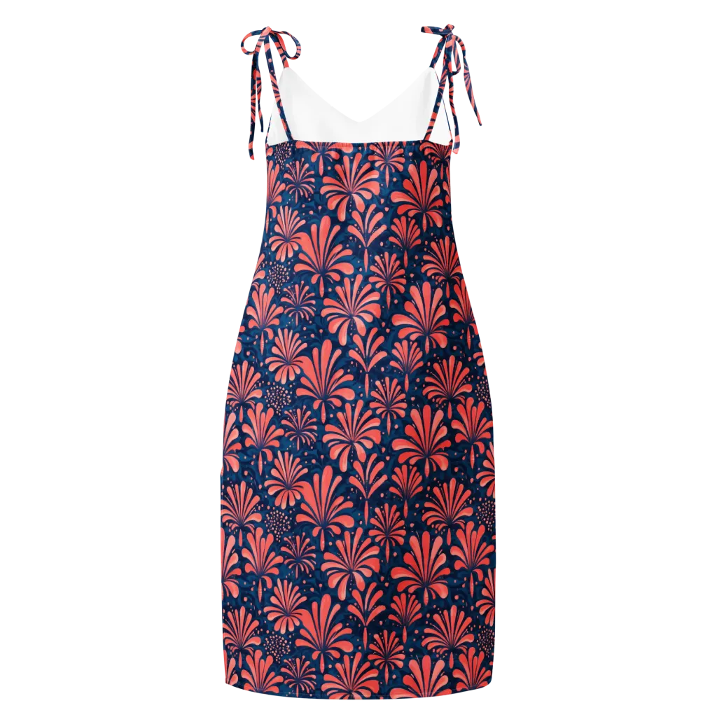 Coral Bloom Cascade on Slip Dress — Back
