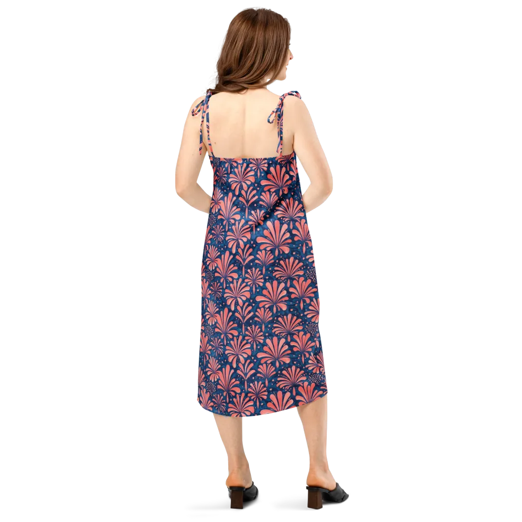 Coral Bloom Cascade on Slip Dress — Back
