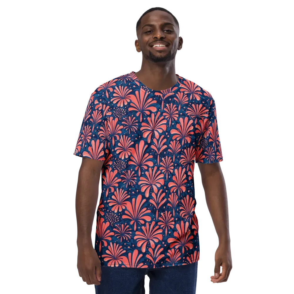 Coral Bloom Cascade on Men's Crew Neck T-Shirt — Front