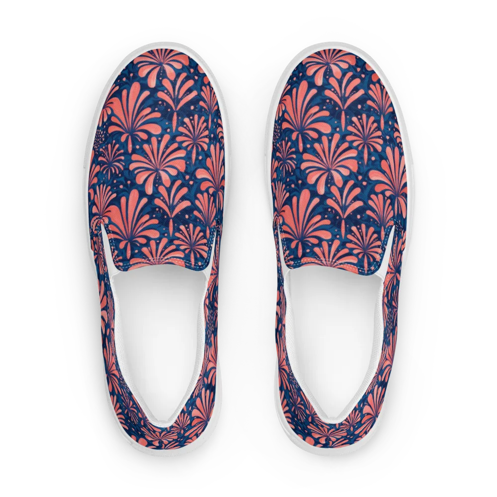Coral Bloom Cascade on Men's Slip-On Canvas Shoes — Front