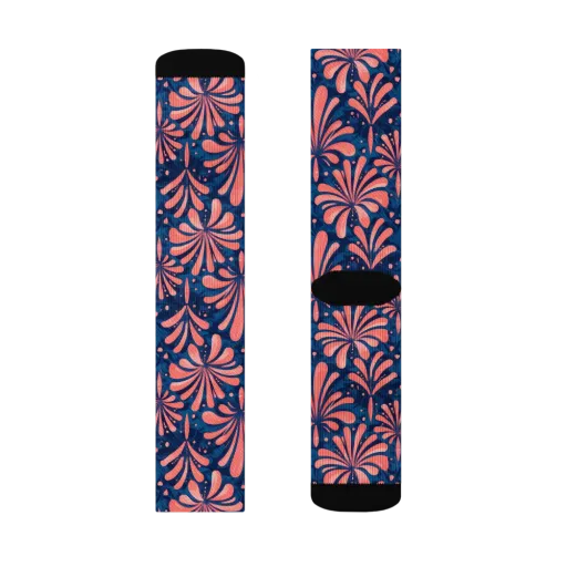Coral Bloom Cascade on a Socks