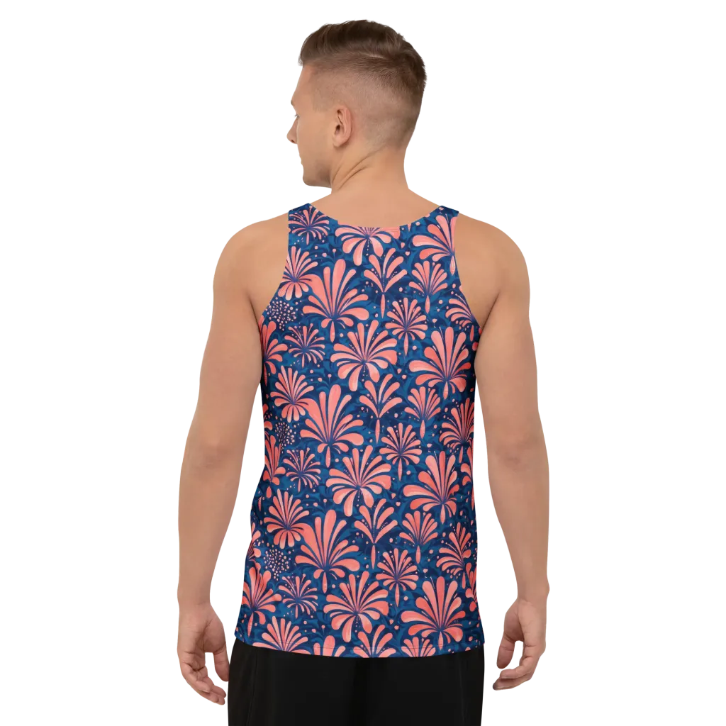 Coral Bloom Cascade on Men's Tank Top — Back