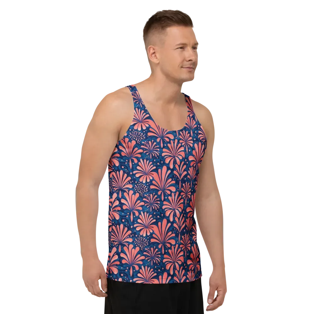 Coral Bloom Cascade on Men's Tank Top — Right Front