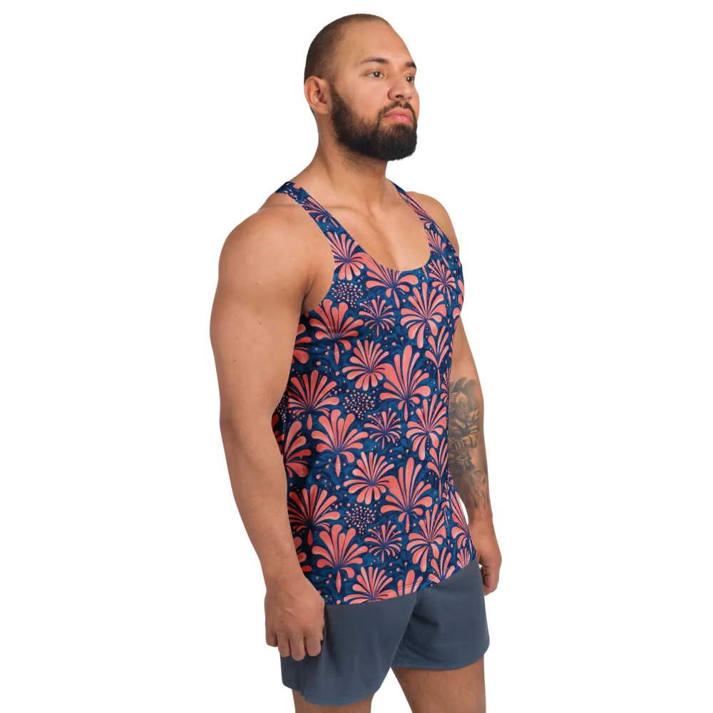 Coral Bloom Cascade on Men's Tank Top — Right Front