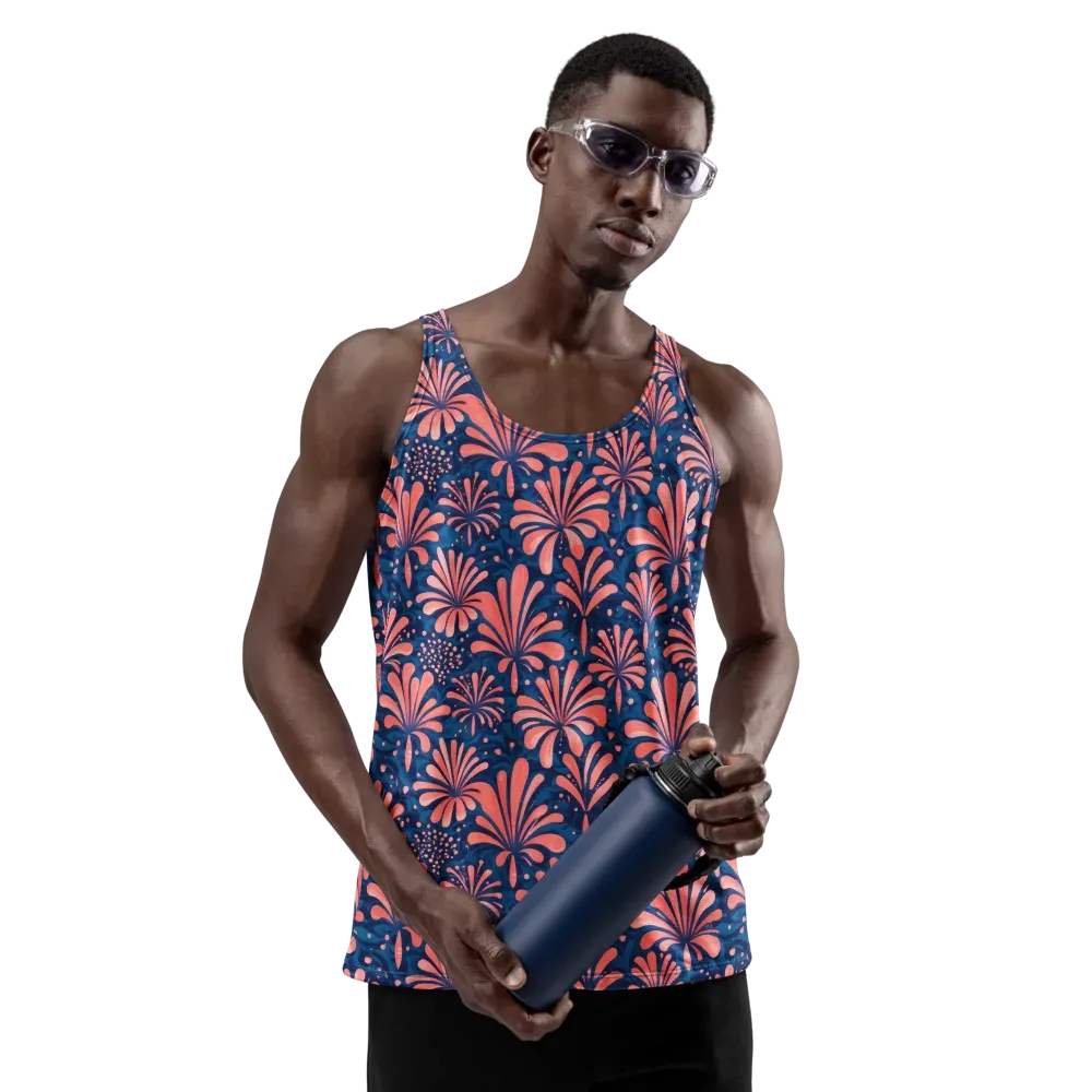 Coral Bloom Cascade on Men's Tank Top — Front