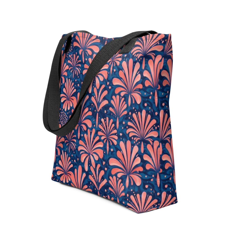 Coral Bloom Cascade on Tote Bag — Front