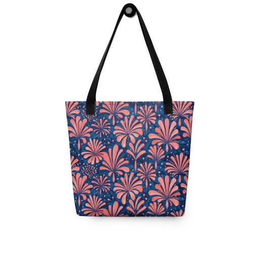 Coral Bloom Cascade on a Tote Bag