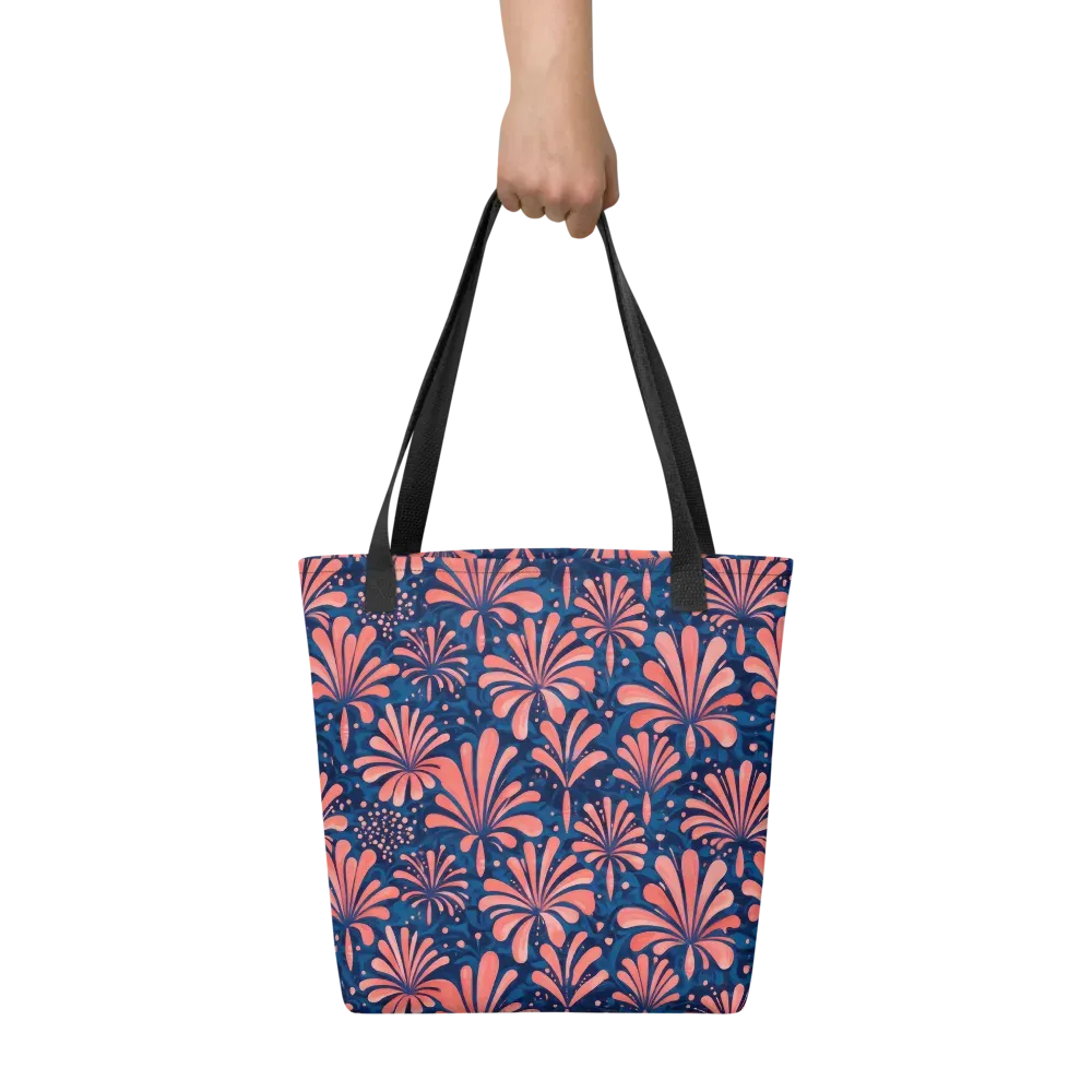 Coral Bloom Cascade on Tote Bag — Front