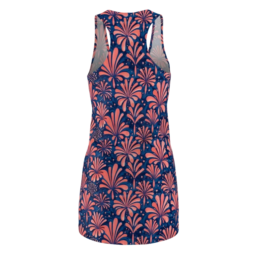 Coral Bloom Cascade on Racerback Dress — Back