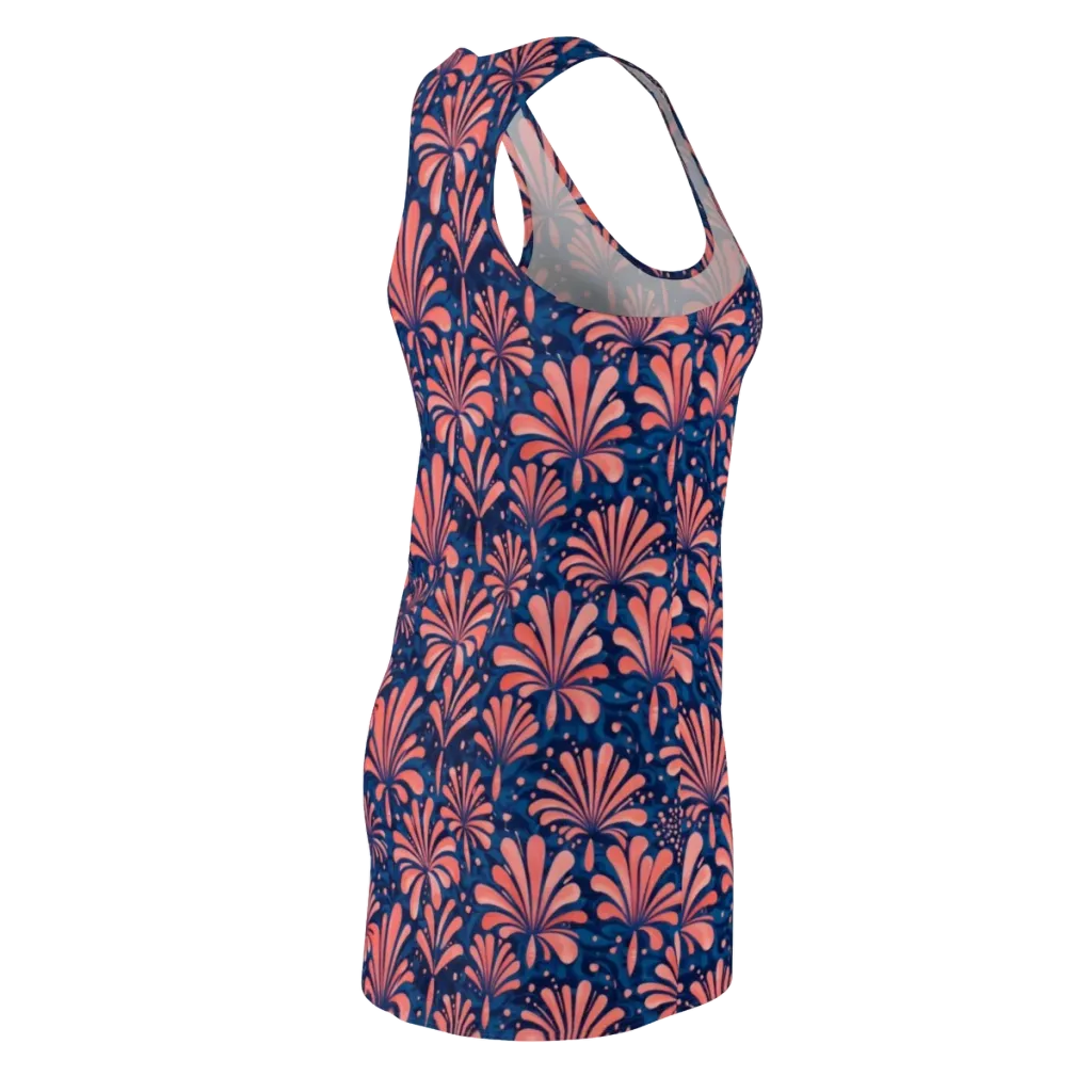Coral Bloom Cascade on Racerback Dress — Back Side