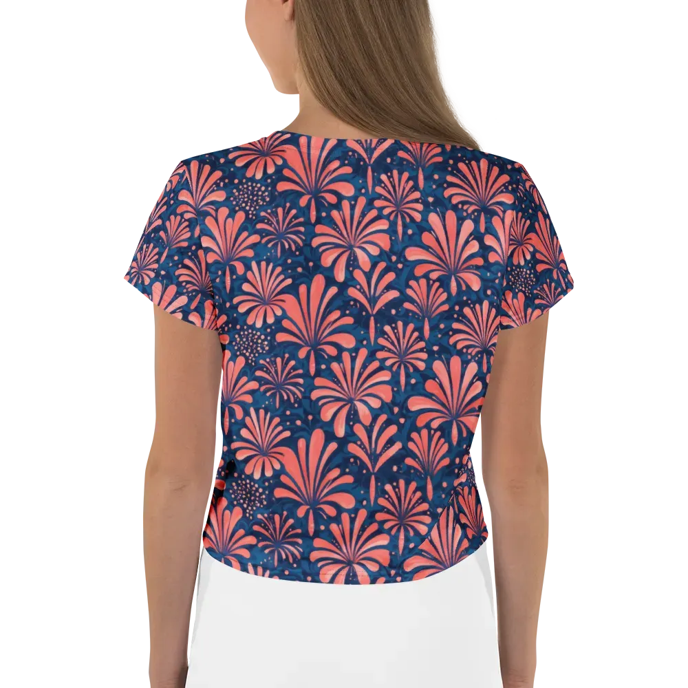 Coral Bloom Cascade on Crop Tee — Back