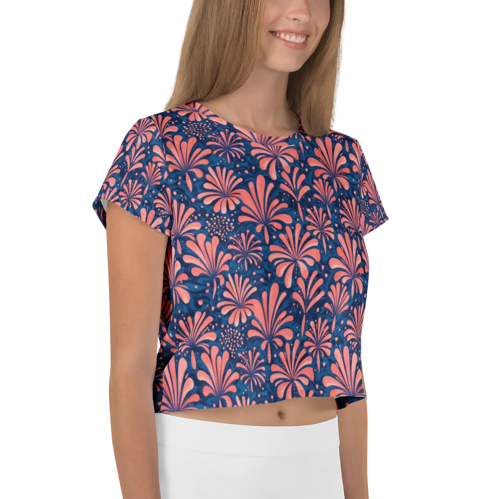 Coral Bloom Cascade on Crop Tee — Right