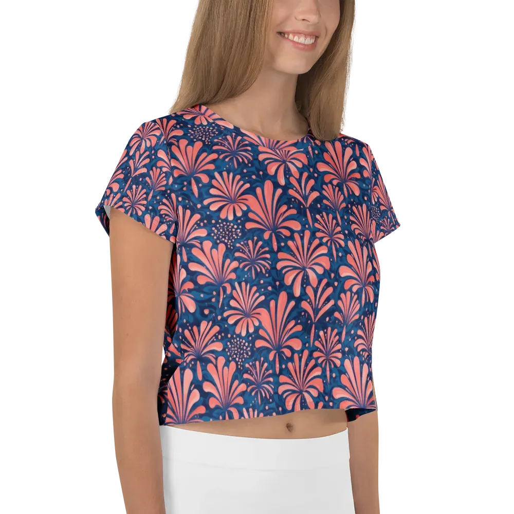 Coral Bloom Cascade on Crop Tee — Right