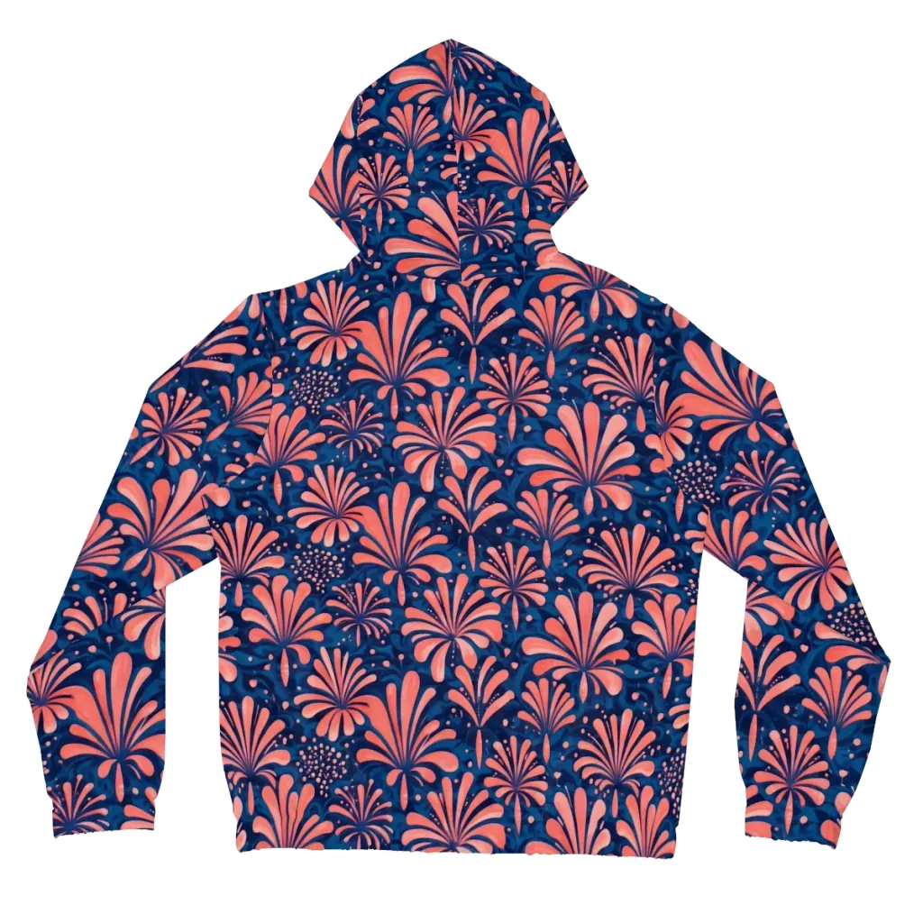 Coral Bloom Cascade on Women's Full-Zip Hoodie — Back