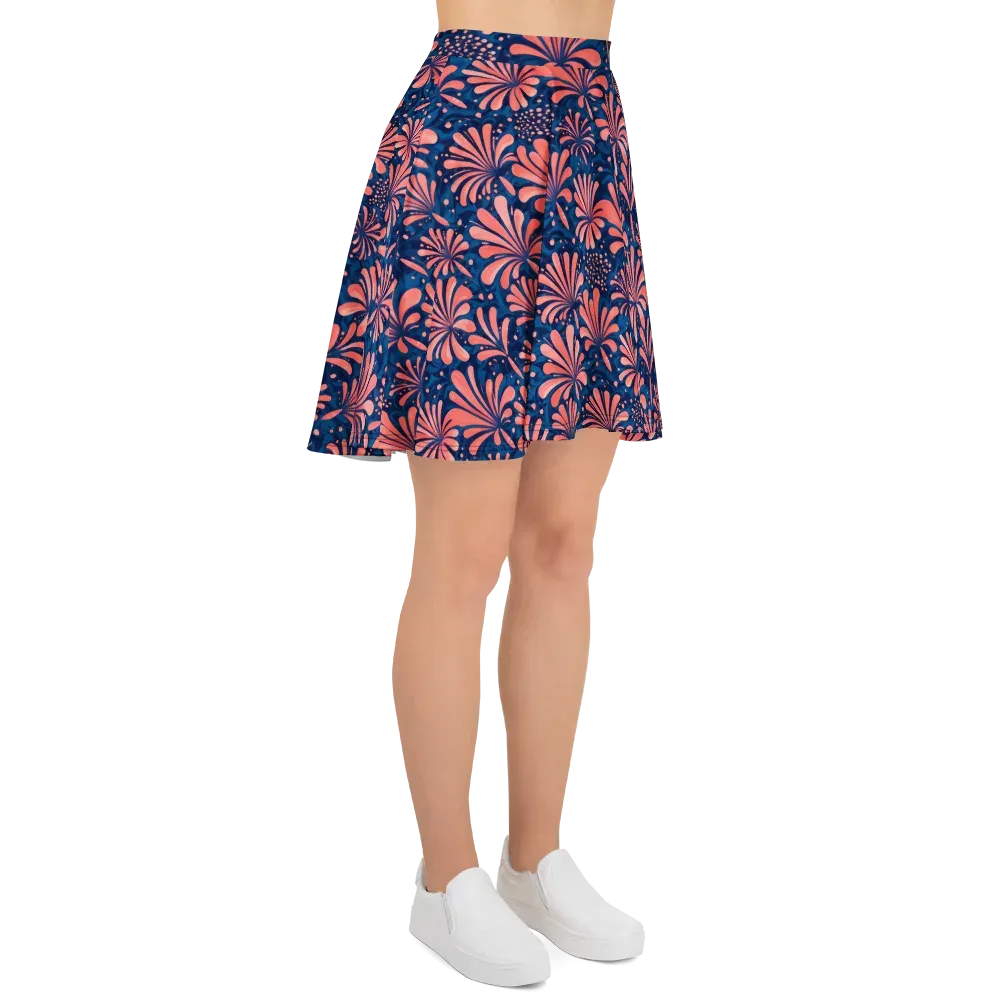 Coral Bloom Cascade on Skater Skirt — Right
